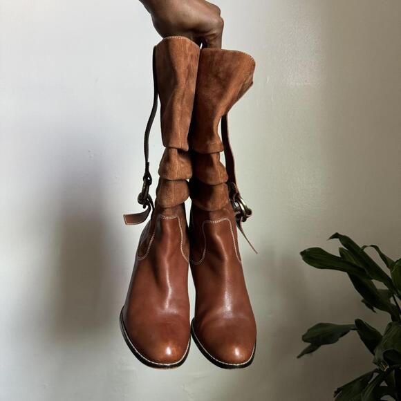 Vintage Nine West Two-Tone Leather & Suede Slouchy Boots size 8 - Picture 3 of 7